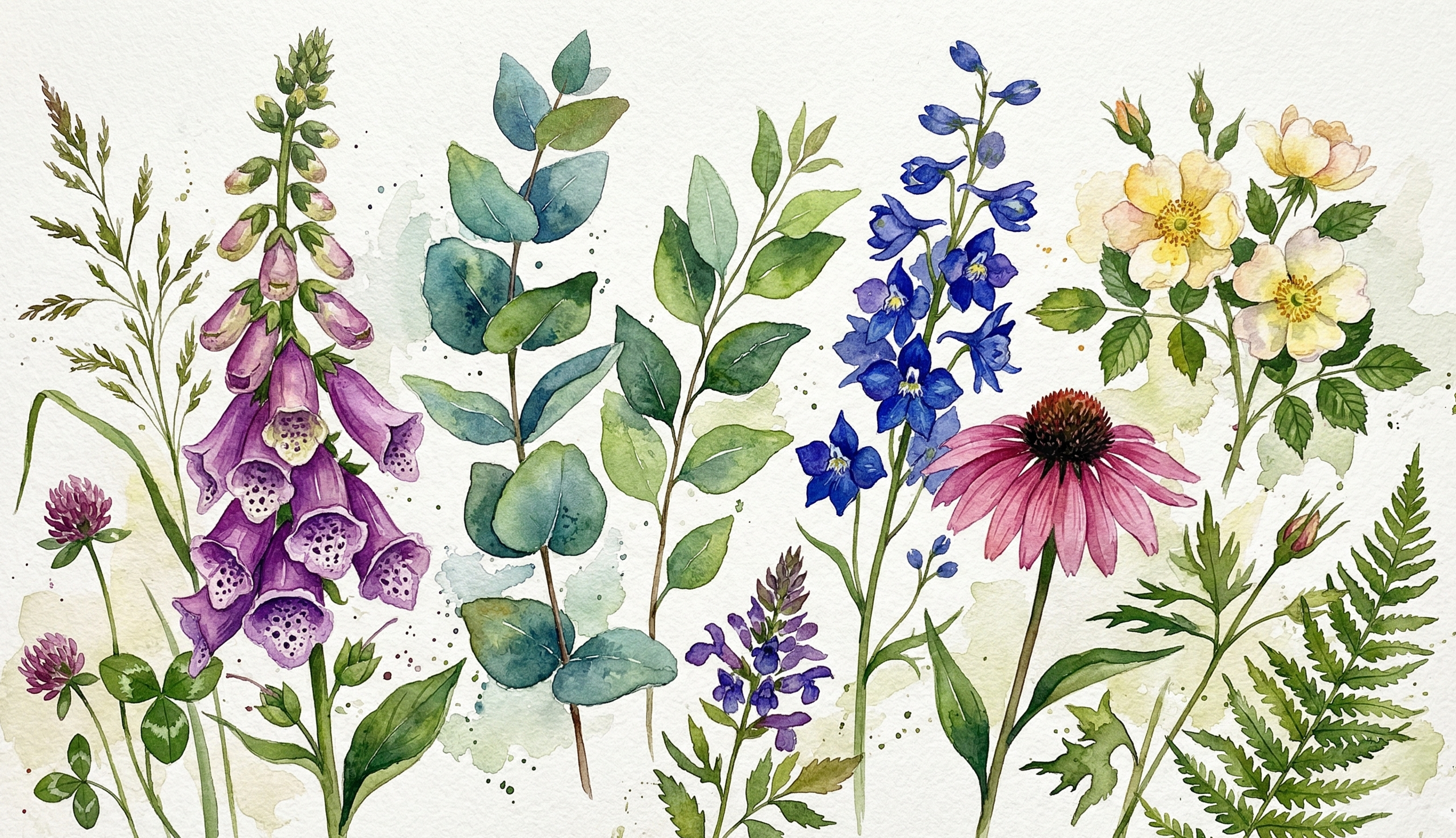 Acuarela Botánica — Flores Silvestres